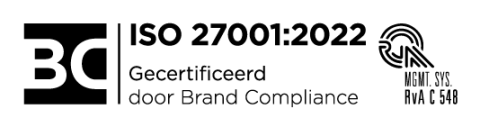 BC Certified logo ISO 27001 2022 RVA NL zwart